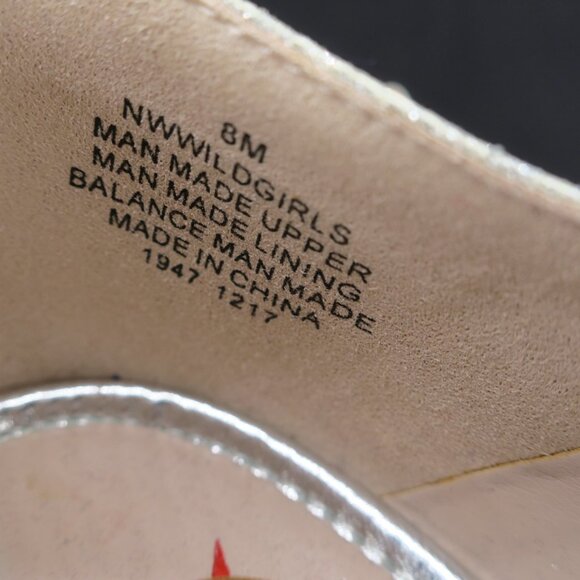 Nine West Wild Girls Lightning Bolt Horsebit Loafers Shimmer Silver/Red 8M - Picture 6 of 7